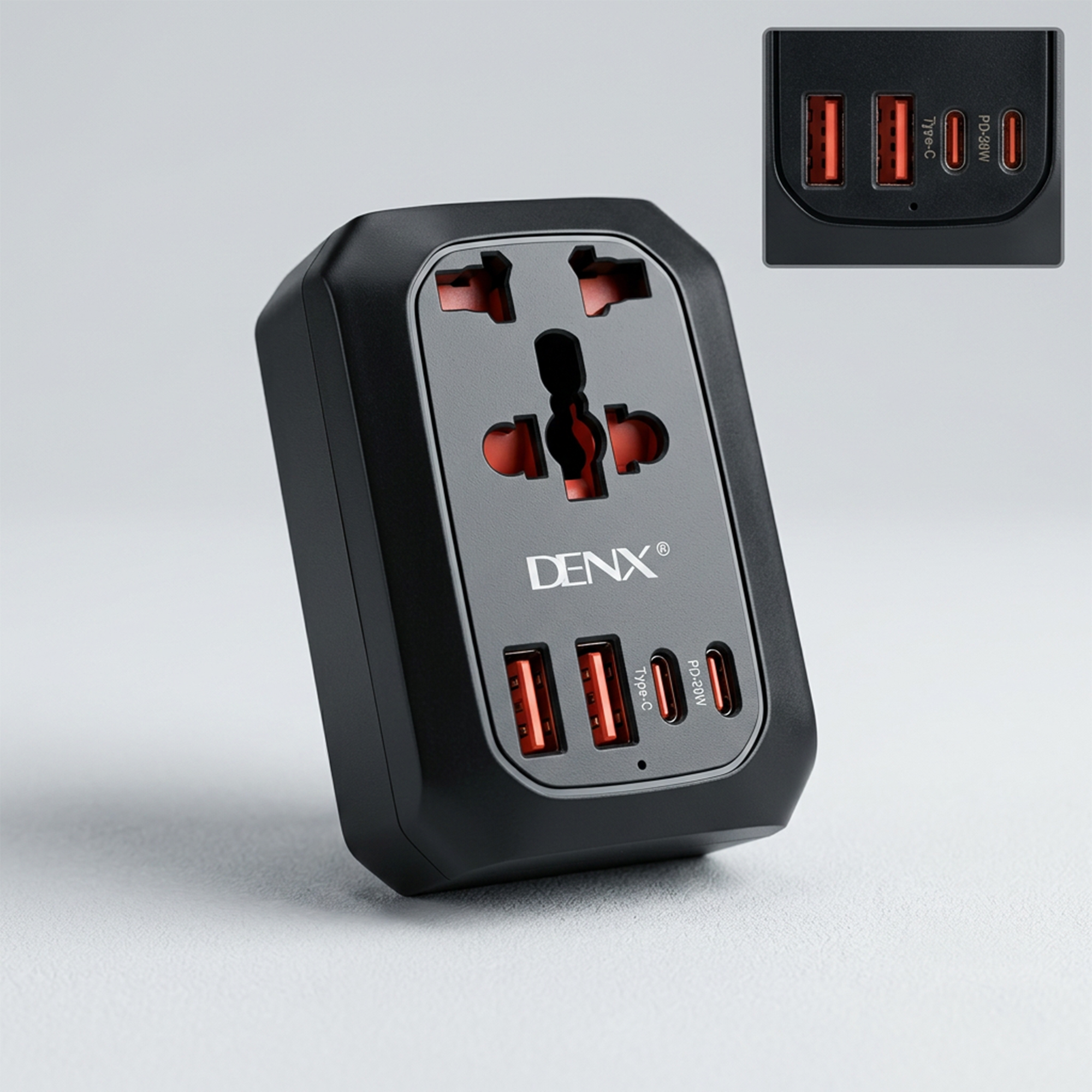 شاحن كل منزل متعدد المداخل (2 مدخل Type -C + مدخلين USB + مدخل فيشة ) بسرعة 20 W سعر الجملة - الصورة 2